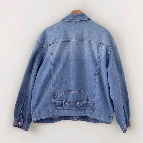 Pilcro Jean Jacket Women M Blue Comeback Boyfriend Denim Anthro Oversize Stretch - Picture 2 of 16